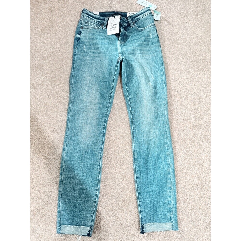 Womens Cosmic Blue Love Arielle Crop Skinny Jeans Folded Hem Jeans Size 26 NWT